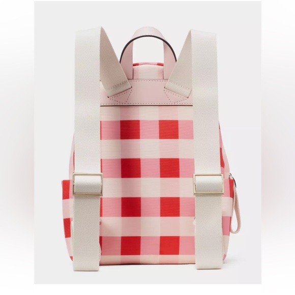 New Kate Spade Chelsea Gingham Mini Backpack Nylon Pink Multi - Picture 4 of 4